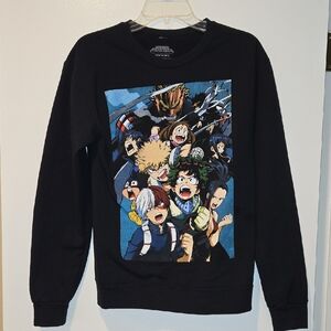 Black Funimation My Hero Academia Graphic Crewneck Sweatshirt Size S